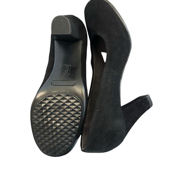 Aerosoles Heelrest Black Suede Round Toe Comfort Stacked 3" Heel sz 5.5 NWOT - Picture 8 of 13